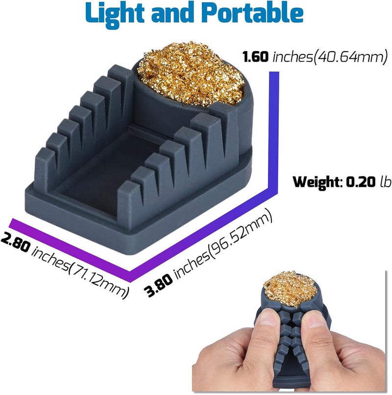 WeP S200 Gray Soldering Wire Holder, Heat Resistant Silicone Stand with Brass Wool Tip Cleaner and 6 V-shaped grooves, Helping Hands for Soldering - Image 5